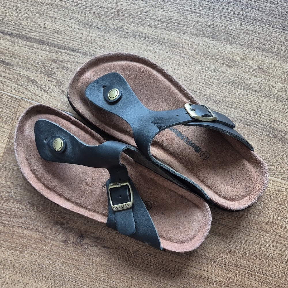 Black Leather Sandals with Buckle